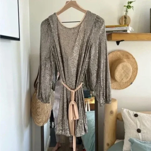 Gentle Fawn | Dresses | Nwt Xs Gentle Fawn Juliette Sparkle Sequin Mini  Dress Long Sleeve Low Back | Poshmark